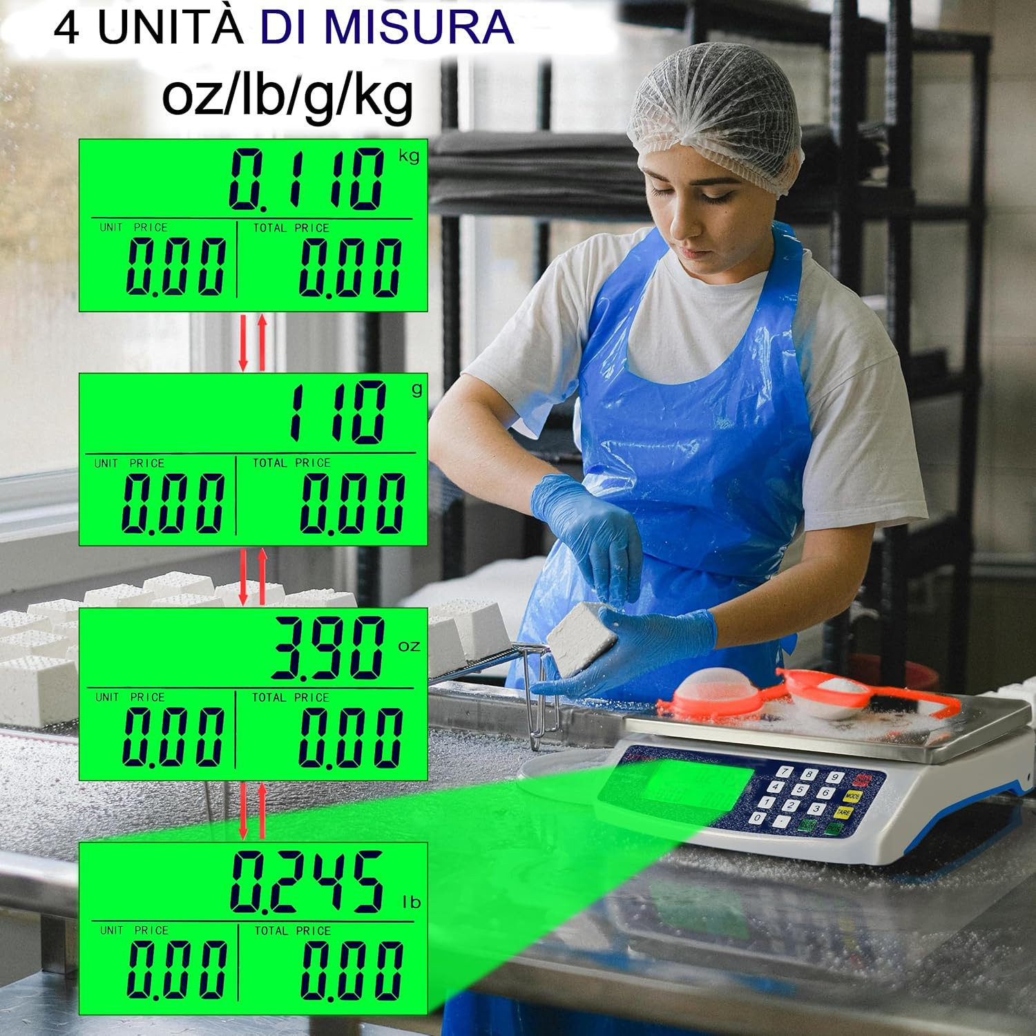 Bilancia Cucina Professionale 40Kg Acciaio Inox - Precisione Digitale - 2
