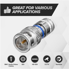 BNC Compression Connectors for RG6 Coax - Male 50 Pack
