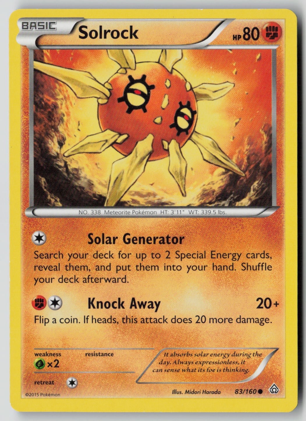 Solrock 83/160 Common Primal Clash Pokemon NM