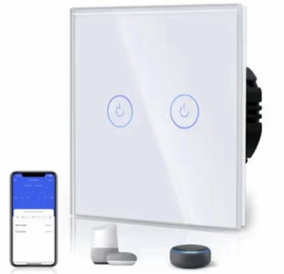 BSEED WLAN Smart Touch Doppel Lichtschalter Alexa Google Home mit Glasrahmen