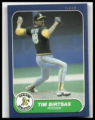 1986 Fleer #412 Tim Birtsas Oakland Athletics Rookie