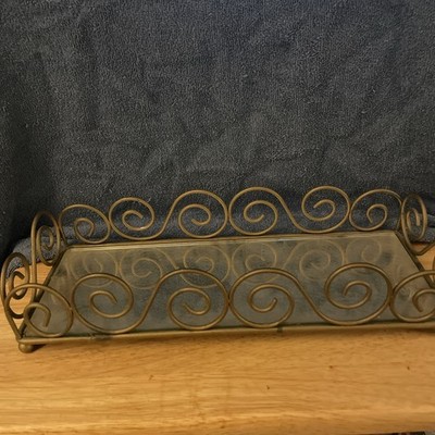 Vintage Oblong Footed Mirror  14.5 X 5.5