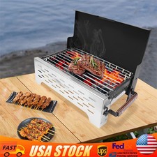 Portable Folding Charcoal BBQ Grill Stainless Steel Camp Picnic Cooker Outdoor
