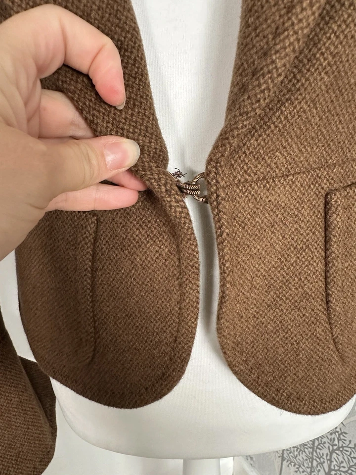Peruvian Connection Brand New Tweed Fitted Jacket Brown Angora Wool Size 6  - Image 2 of 4