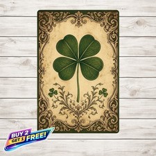 St Patrick's Day Shamrock Metal Plaque Lucky Clover Decor 8x12