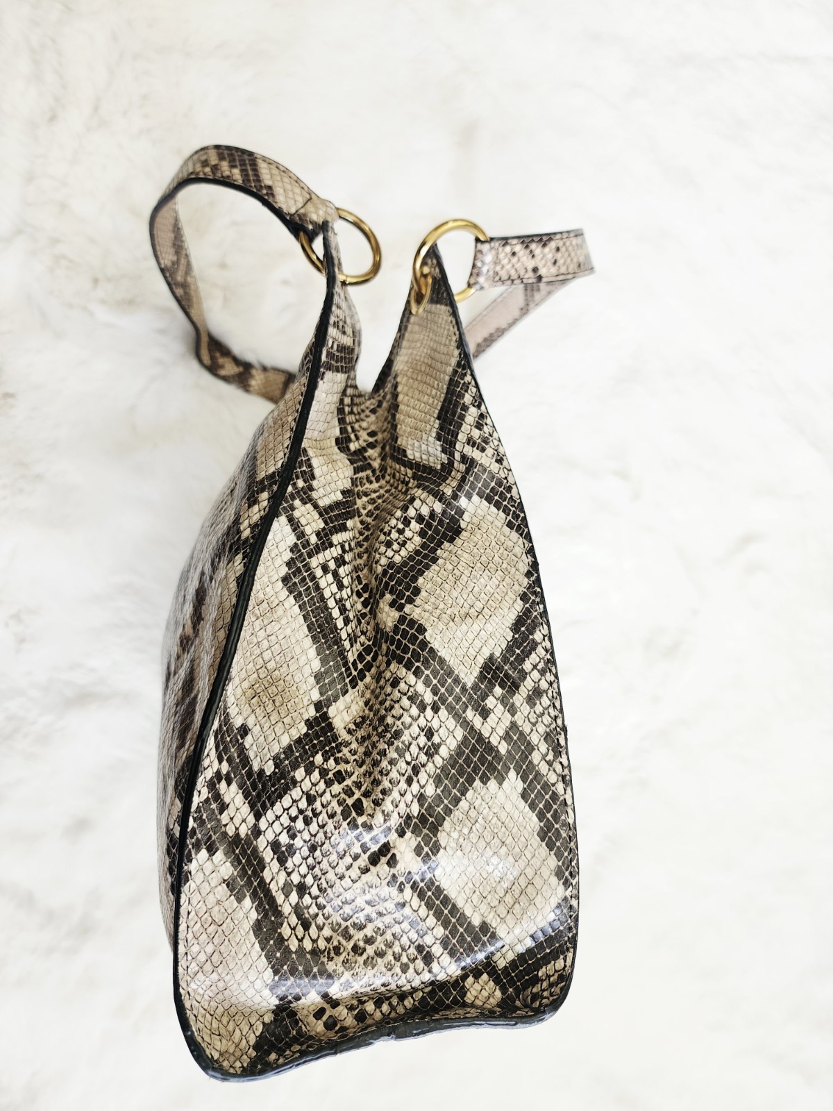 Talbots Python Snakeskin Leather Tan Work Handbag… - image 23