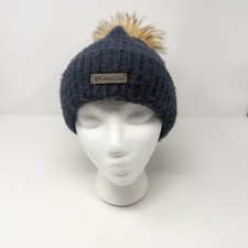 Columbia Winter Blur Pom Pom Beanie Hat Blue One Size Fleece Lined Cozy