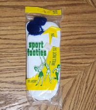 Vintage Socks 60s Golf Womens Cotton Blend Low Cut Ankle Pom Poms Blue NOS 8-11