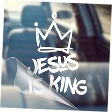 Jesus is King - Christian Jesus Cross Car Vinyl Decal Bumper Sticker 1 White