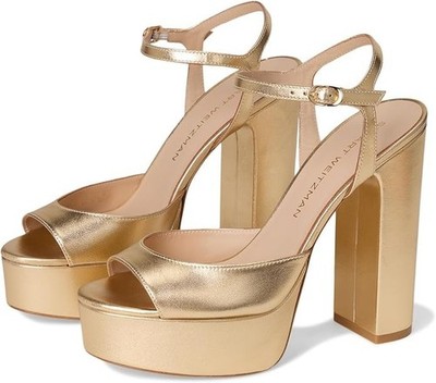 NEW in Box Stuart Weitzman Dayna Boost Platform 6.5 Golden