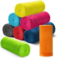 8 Pcs 50x60" Flannel Fleece Throw Blankets, Winter Warm, Bulk, Bright Colors