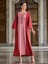 Dubai Evening Rhinestone Kaftan Muslim Women Long Loose Dress Abaya Gown Islamic