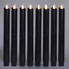 9.5" Luminara Flameless LED Taper Candles w/Moving Wick Remote Set of 8 Black
