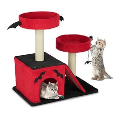 Indoor 26" Gothic Cat Tree, Cat Tower with Spacious Cat Condo, Scratching Ladder