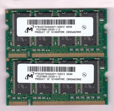1GB 2x512MB PC-2700S MICRON MT8VDDT6464HDY-335F2 DDR-333 LAPTOP DDR1 Memory Kit