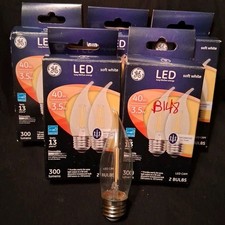 10 40W GE Flame Tip Medium Base LED Soft White Decorative Bulbs-Tested