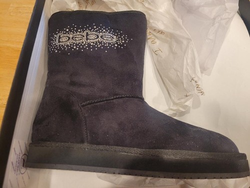 Bebe slip on ankle boots with rhinestone logo 6 Excellent condition ...