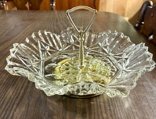Vintage Federal Glass Petal Tidbit Serving Tray
