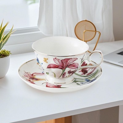 Keramik Kaffeetasse und Untertasse Set Cappuccinotasse für Latte Espresso Cafe