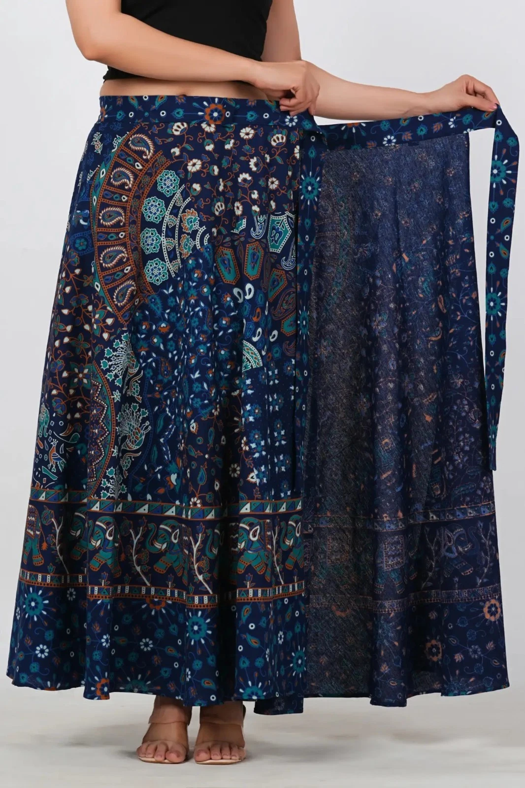 Pure Cotton Jaipuri Printed Beautiful Skirt Designer Wrap Round Long Skirt Dress