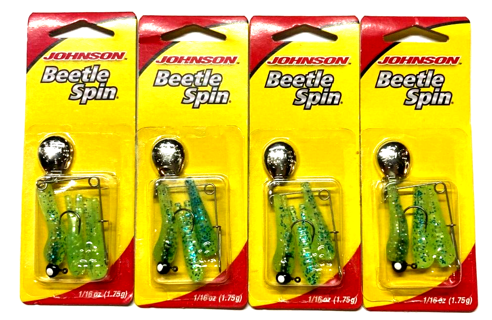 PACKS Johnson Beetle Spin 1/16oz Lemonade Blue Glitter w/Chrome