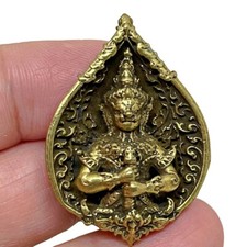 Amuleto Buddha indù Lord Kubera Wessuwan gigante dio della ricchezza forma di pera in ottone