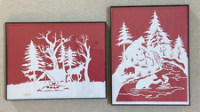 2 Scherenschnitte Paper Cutting, Folk Art, Wildlife, Signed, Framed, 11  x 8.5  