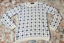 Vintage Givenchy Sport Womens Knit Sweater Geometric 80s 70s Medium