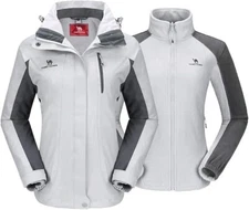 CAMEL CROWN Women's Ski Jacket Waterproof 3 in 1 Winter Jacket Windproof XXL