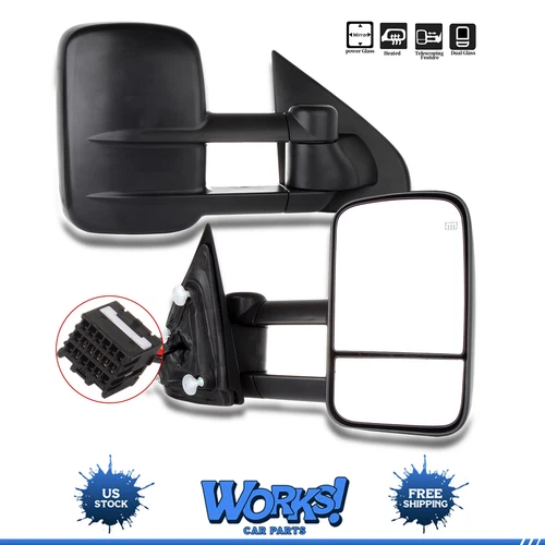 Power+Heated Tow Mirrors For 2014-2018 Silverado Sierra Side View Mirrors Pair