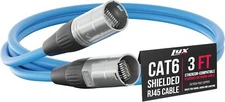 LyxPro 3 Feet Shielded CAT6 Ethercon Cable - Professional Audio & Lighting RJ45 