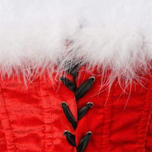 Womens Valentines Corset Small UK 6 - 8 Red Basque Bustier Sexy Christmas Velvet - Picture 5 of 7