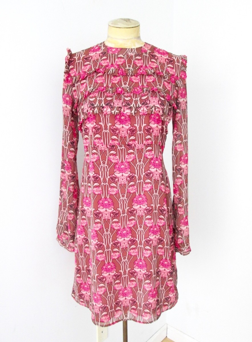 pink floral topshop dress Floral Print Topshop Ruffle Dress Topshop Pink Floral Midi Dress Pink Floral Dress Topshop Ruffle