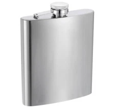 Stainless Steel Hip Flask 18 Oz Curved Design With Screw-On Cap - Durable & Slee