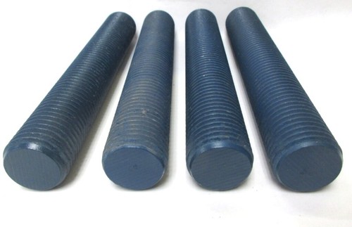 FULLY THREADED RODS, 1-1/2-8 X 7-3/8", BLUE FLUOROPOLYMER, GRADE B7, LOT OF 4