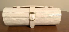 Faux Croc Round Ivory Roll Style Travel Jewelry Organizer UN-Branded NWOT