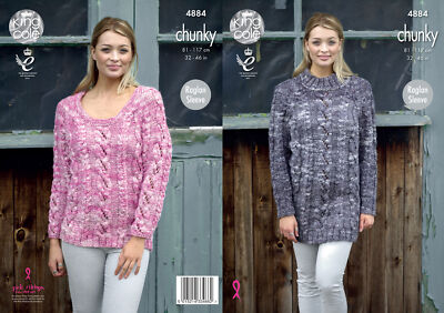 King Cole Damen Grobstrickmuster Zopfmuster Pullover Kleid & Pulli 4884
