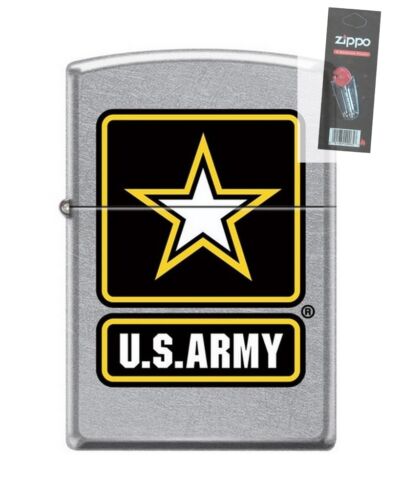Zippo 7221 United States Army Logo Street Chrome Finish Lighter + FLINT PACK - Bild 1 von 1