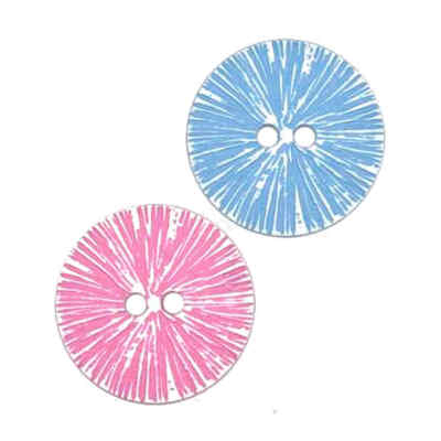GERILLTE GEWÖLBTE 2 LOCH KNÖPFE ROSA oder BLAU 23mm 34mm