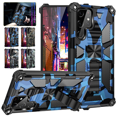 For Samsung S23 S22 Ultra S21 S20 Plus Note20 A14 A53 Hybrid Magnetic Stand Case