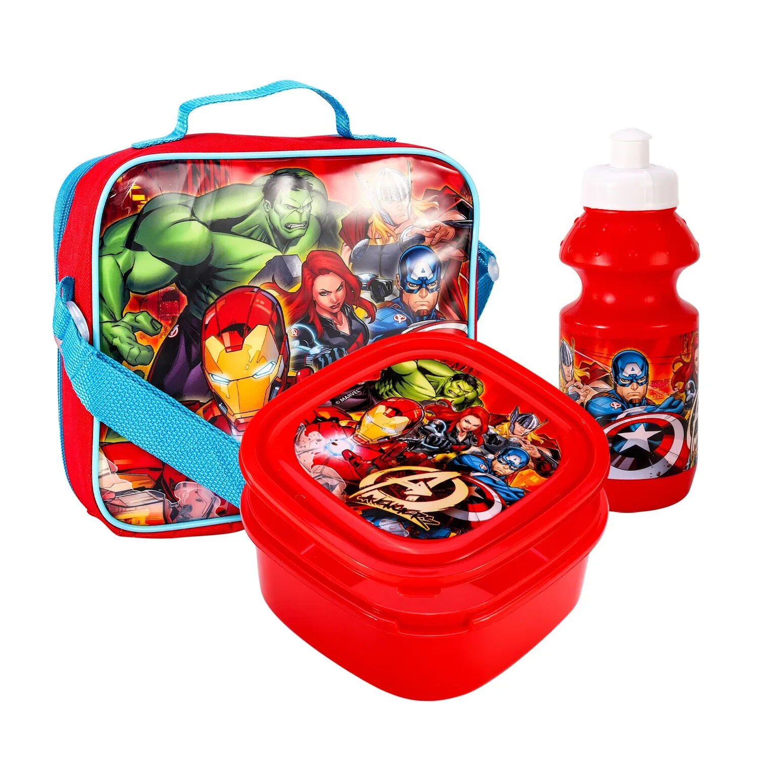 Marvel Avengers 3 piece set Lunch Bag Sandwich Box Water Drinks Bottle Iron Man
