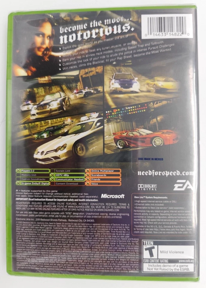 Need for Speed: Most Wanted (Microsoft Xbox, 2005) BRAND NEW Factory Sealed! - Image 2 of 4