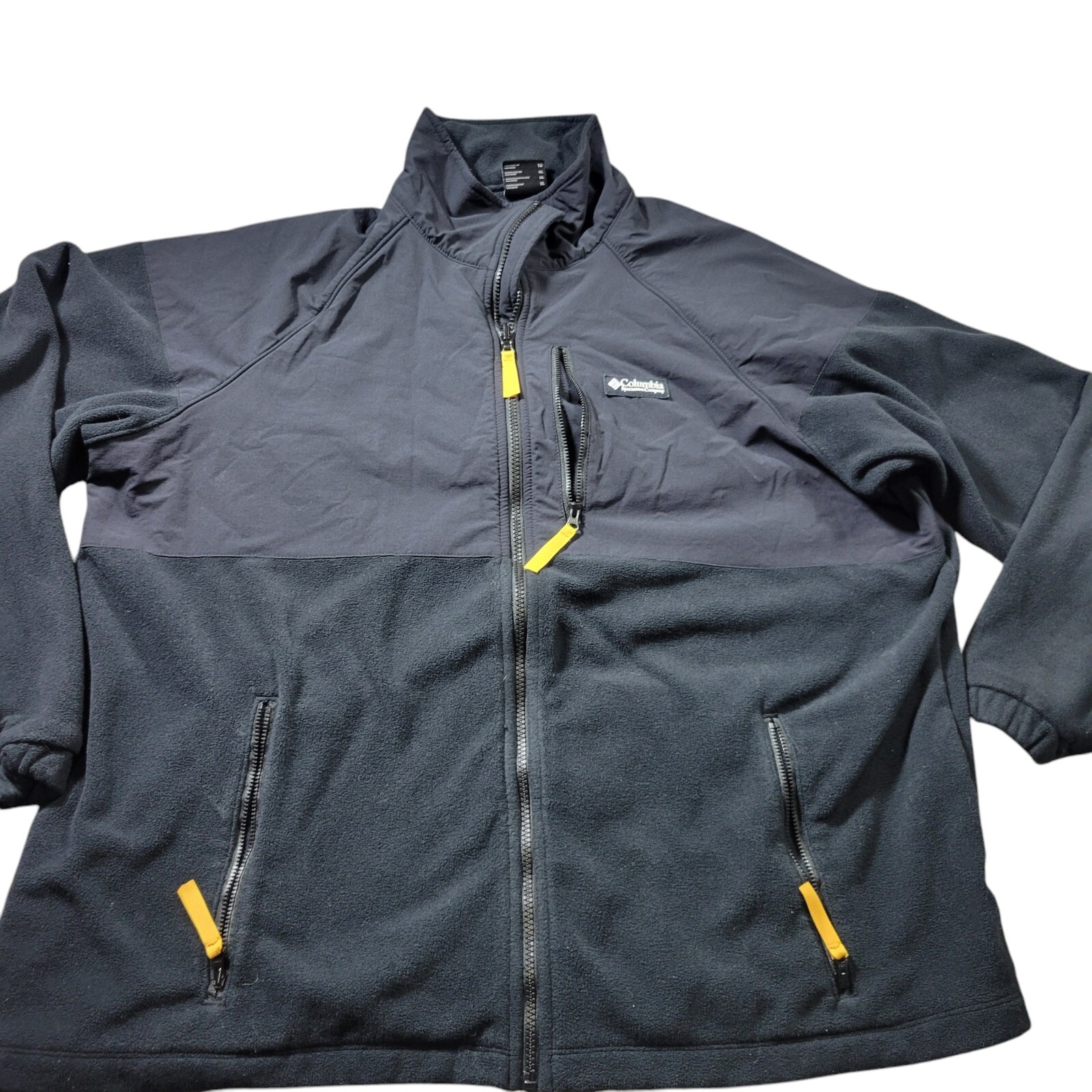 Chaqueta polar Columbia Ballistic Ridge para hombre XL gris negra cremallera completa manga larga