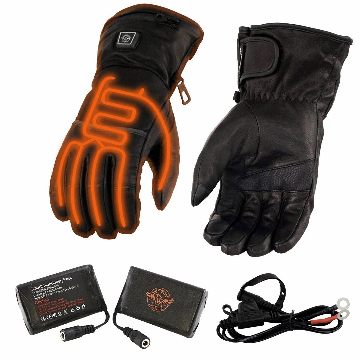 Milwaukee Leather Men’s I-Touch 'Heated Technology' Waterproof Gauntlet Gloves
