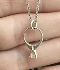 Vintage 925 Silver CZ Mini Engagement Promise Ring Necklace 18 In