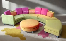 5PC MODERN Round Microfiber Sectional Sofa Set S406M (Custom Options Available)