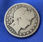 1905-P Barber Half Dollar Coin United States 90% Silver Good Condition — photo 3