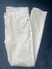 7 Seven for All Mankind White Brocade Texture Size 27 Skinny Jeans Stretch Logo