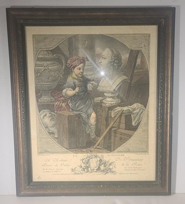 1800'S DE POMPADOUR DE LA REINE MADAME DAME DU PALAIS FRAMED ENGRAVING