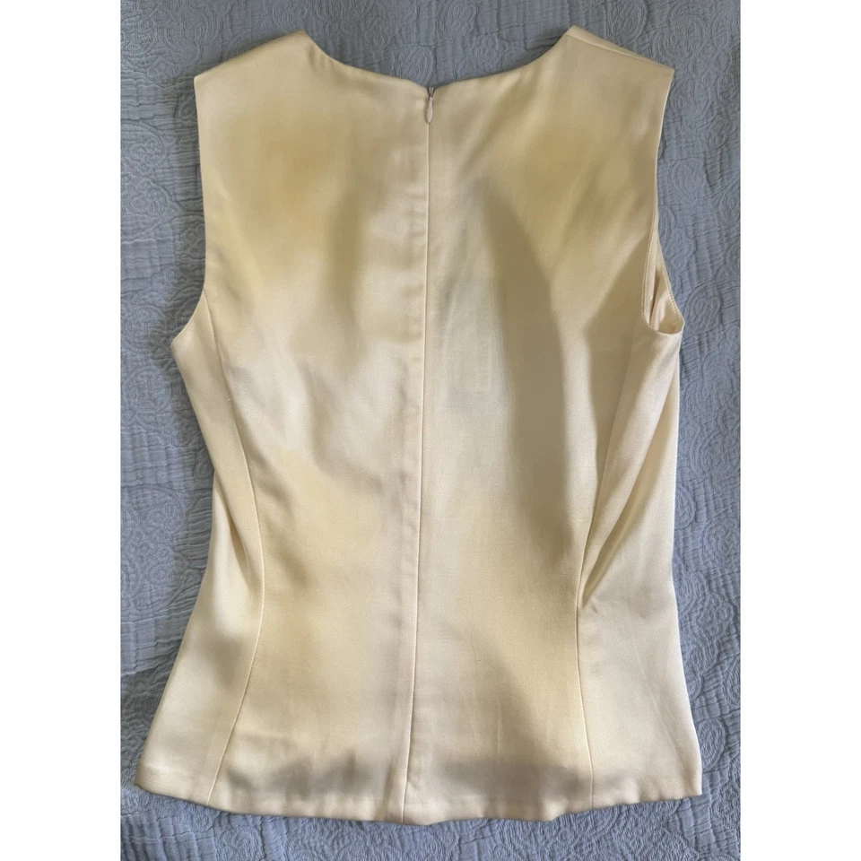 Vintage Prada Y2K Satin Shell Tank Ivory Raso Luce w/ Tags Italy Sz IT 38 - Image 4 of 4
